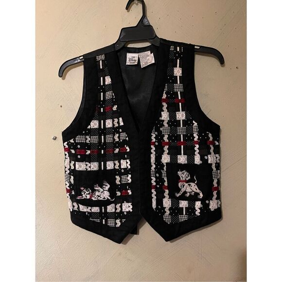 The Disney Store Women’s Vest 101 Dalmatians Black Embellished Pockets Sz Small - Picture 2 of 6
